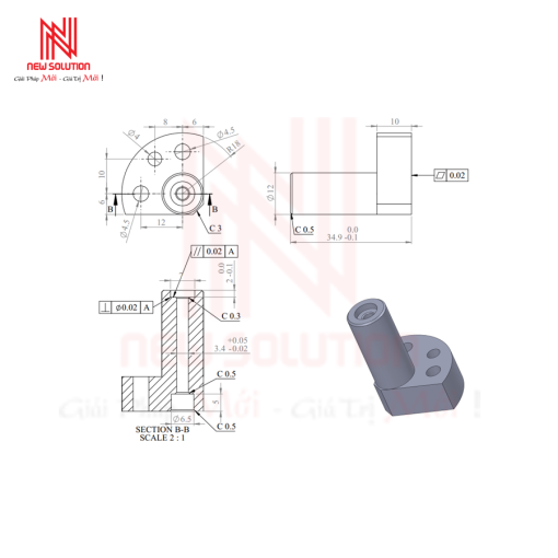 SH-35-34.6F | Khối giữ trục chính xác cho jig & hệ thống tự động